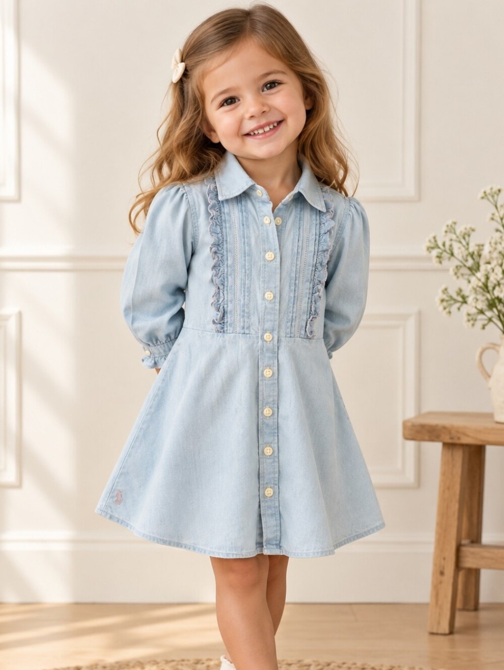 Ralph Lauren Denim Button-Front Kids Dress | 3Y